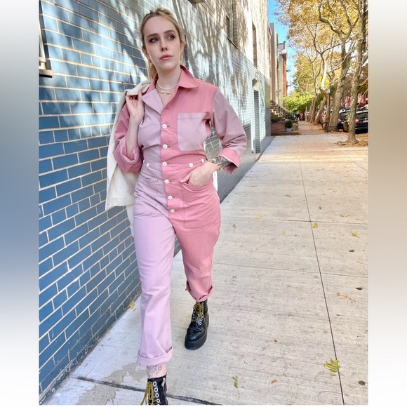 Verity and Daughters Pants - Verity and Daughters x Rue Saint Paul Stylish Pink Colorblock Jumpsuit